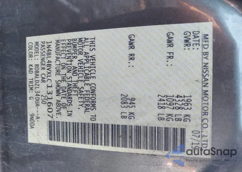 2020 Nissan Altima S Fwd z USA, uszkodzony, nr VIN 1N4BL4BVXLC131607